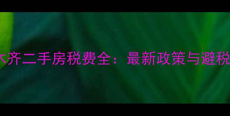 图片 乌鲁木齐二手房税费全：最新政策与避税攻略1