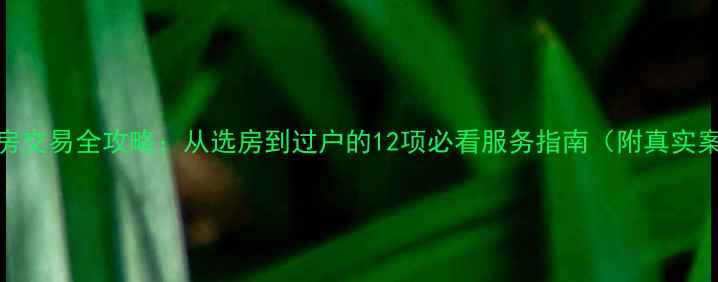 图片 二手房交易全攻略：从选房到过户的12项必看服务指南（附真实案例）