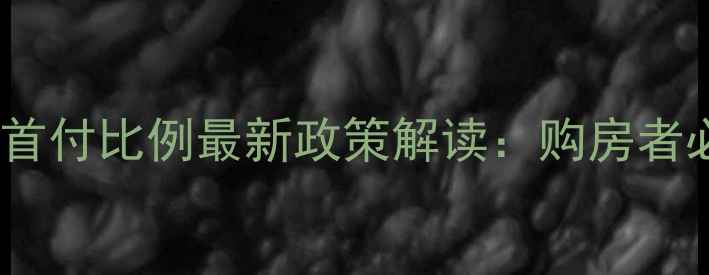 图片 二手房首套房首付比例最新政策解读：购房者必看购房指南2