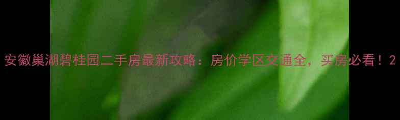 图片 安徽巢湖碧桂园二手房最新攻略：房价学区交通全，买房必看！2