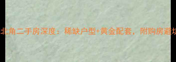图片 小区东北角二手房深度：稀缺户型+黄金配套，附购房避坑指南2
