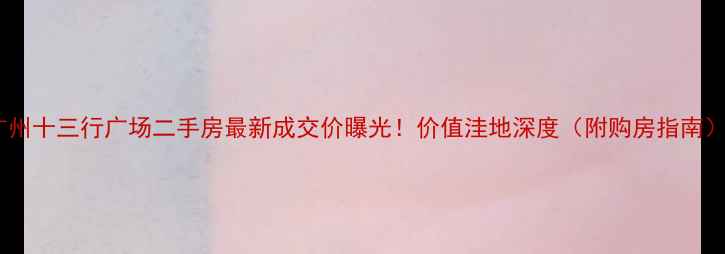 图片 广州十三行广场二手房最新成交价曝光！价值洼地深度（附购房指南）1