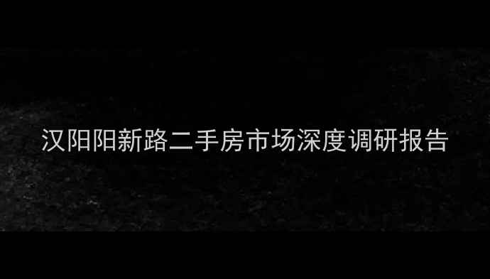 图片 汉阳阳新路二手房市场深度调研报告