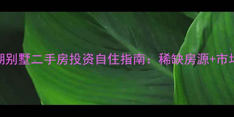 图片 江宁九龙湖别墅二手房投资自住指南：稀缺房源+市场深度报告
