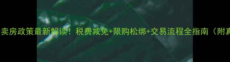 图片 沈阳二手房卖房政策最新解读！税费减免+限购松绑+交易流程全指南（附真实案例）1