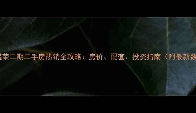 图片 泉州盛荣二期二手房热销全攻略：房价、配套、投资指南（附最新数据）2
