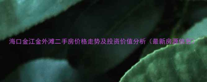 图片 海口金江金外滩二手房价格走势及投资价值分析（最新房源信息）