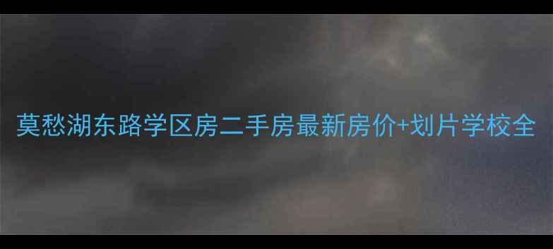 图片 莫愁湖东路学区房二手房最新房价+划片学校全
