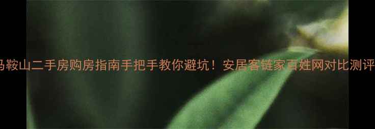 图片 马鞍山二手房购房指南手把手教你避坑！安居客链家百姓网对比测评2