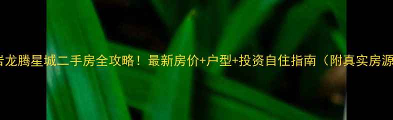 图片 龙岩龙腾星城二手房全攻略！最新房价+户型+投资自住指南（附真实房源）2