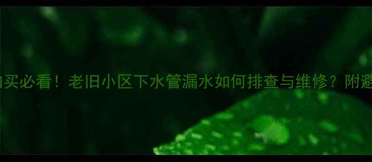 图片 ✨二手房购买必看！老旧小区下水管漏水如何排查与维修？附避坑指南✨1