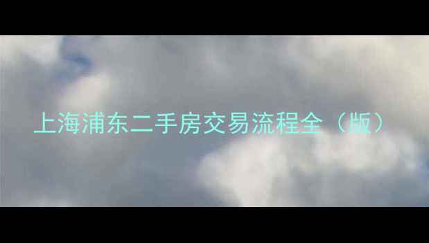 图片 上海浦东二手房交易流程全（版）