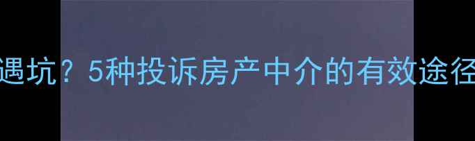 图片 二手房交易遇坑？5种投诉房产中介的有效途径与维权指南