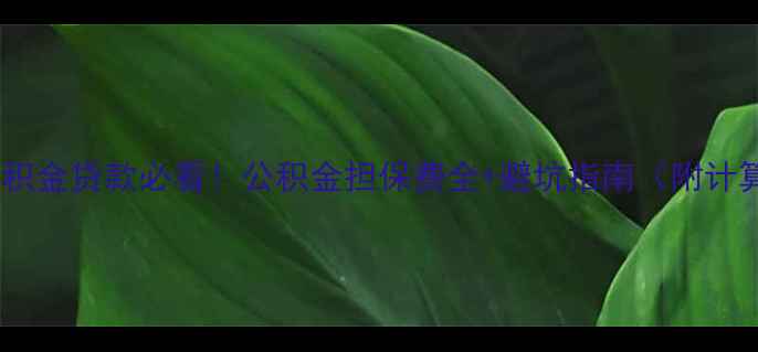 图片 二手房公积金贷款必看！公积金担保费全+避坑指南（附计算公式）1