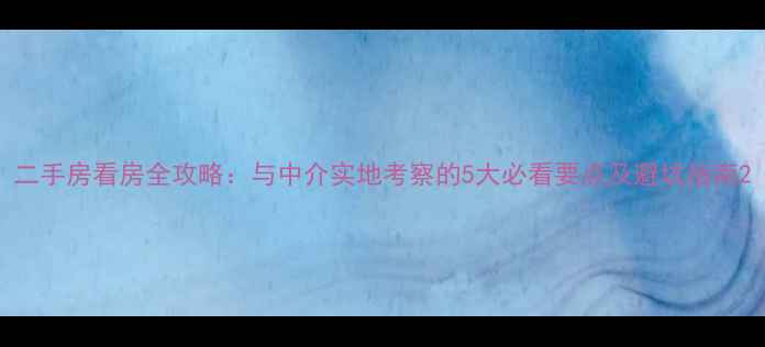 图片 二手房看房全攻略：与中介实地考察的5大必看要点及避坑指南2
