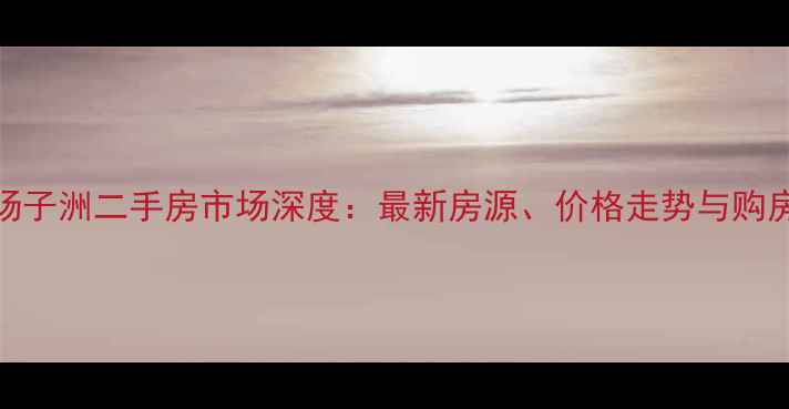 图片 南昌扬子洲二手房市场深度：最新房源、价格走势与购房攻略