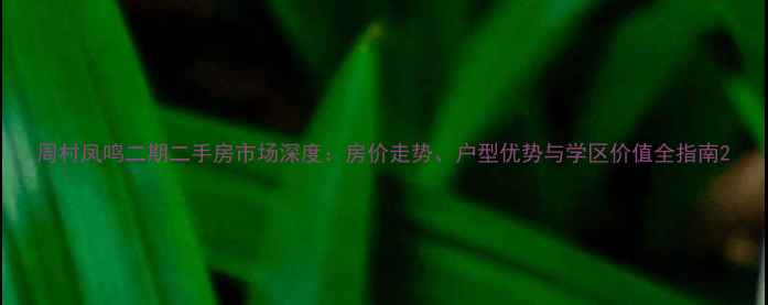 图片 周村凤鸣二期二手房市场深度：房价走势、户型优势与学区价值全指南2