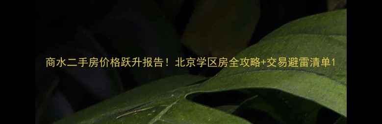 图片 商水二手房价格跃升报告！北京学区房全攻略+交易避雷清单1