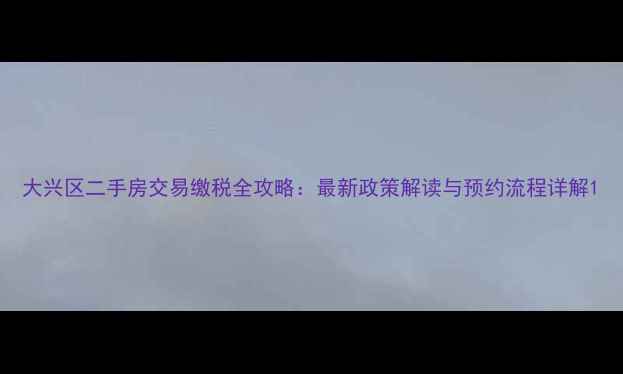 图片 大兴区二手房交易缴税全攻略：最新政策解读与预约流程详解1
