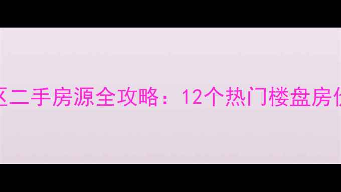 图片 安镇安置房小区二手房源全攻略：12个热门楼盘房价配套交通深度