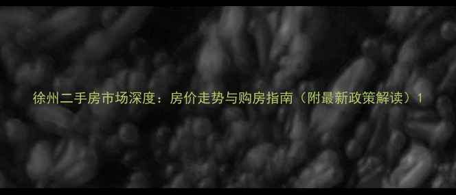 图片 徐州二手房市场深度：房价走势与购房指南（附最新政策解读）1
