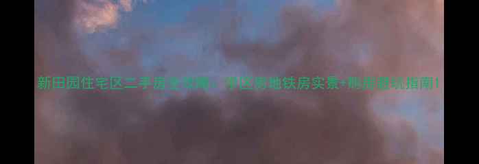 图片 新田园住宅区二手房全攻略：学区房地铁房实景+购房避坑指南1