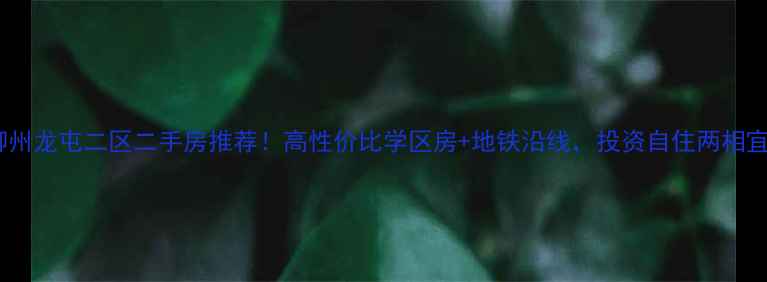 图片 柳州龙屯二区二手房推荐！高性价比学区房+地铁沿线，投资自住两相宜1