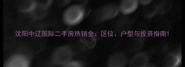 图片 沈阳中辽国际二手房热销全：区位、户型与投资指南1