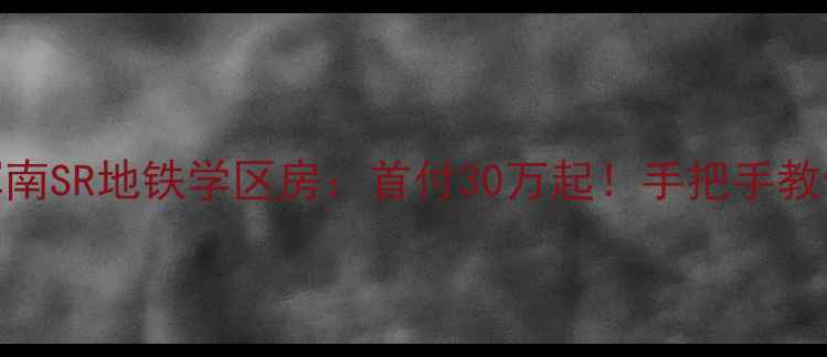 图片 沈阳浑南SR地铁学区房：首付30万起！手把手教你避坑
