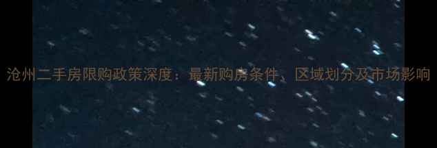 图片 沧州二手房限购政策深度：最新购房条件、区域划分及市场影响