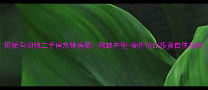 图片 盱眙马坝镇二手房热销房源：稀缺户型+高性价比投资自住指南