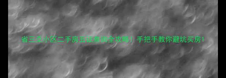 图片 省三爻小区二手房五证查询全攻略！手把手教你避坑买房1