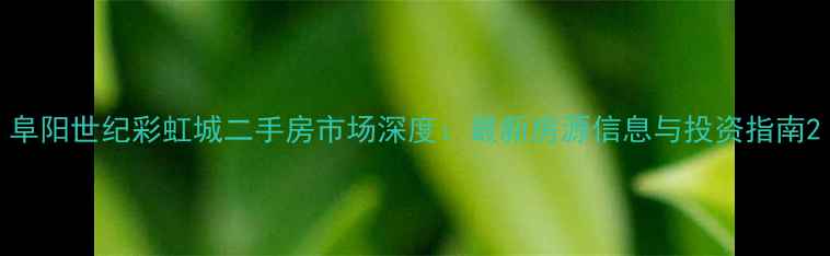 图片 阜阳世纪彩虹城二手房市场深度：最新房源信息与投资指南2