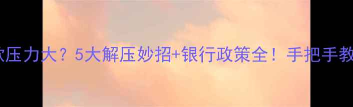 图片 🏠二手房贷款压力大？5大解压妙招+银行政策全！手把手教你轻松上岸1