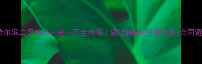 图片 🏠哈尔滨二手房租一室一厅全攻略｜避坑指南+区域推荐+合同避雷1