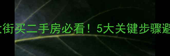 图片 🏠在西大街买二手房必看！5大关键步骤避雷指南1