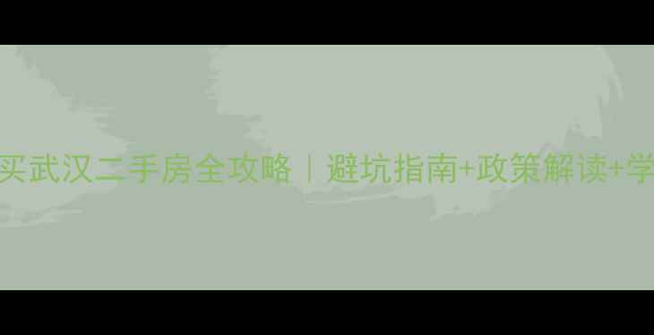 图片 🏠外地人买武汉二手房全攻略｜避坑指南+政策解读+学区房推荐