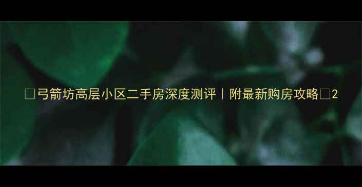图片 🏠弓箭坊高层小区二手房深度测评｜附最新购房攻略📈2