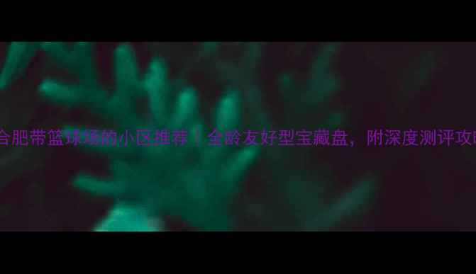 图片 🔥合肥带篮球场的小区推荐｜全龄友好型宝藏盘，附深度测评攻略1